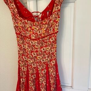 Floral Red Dress